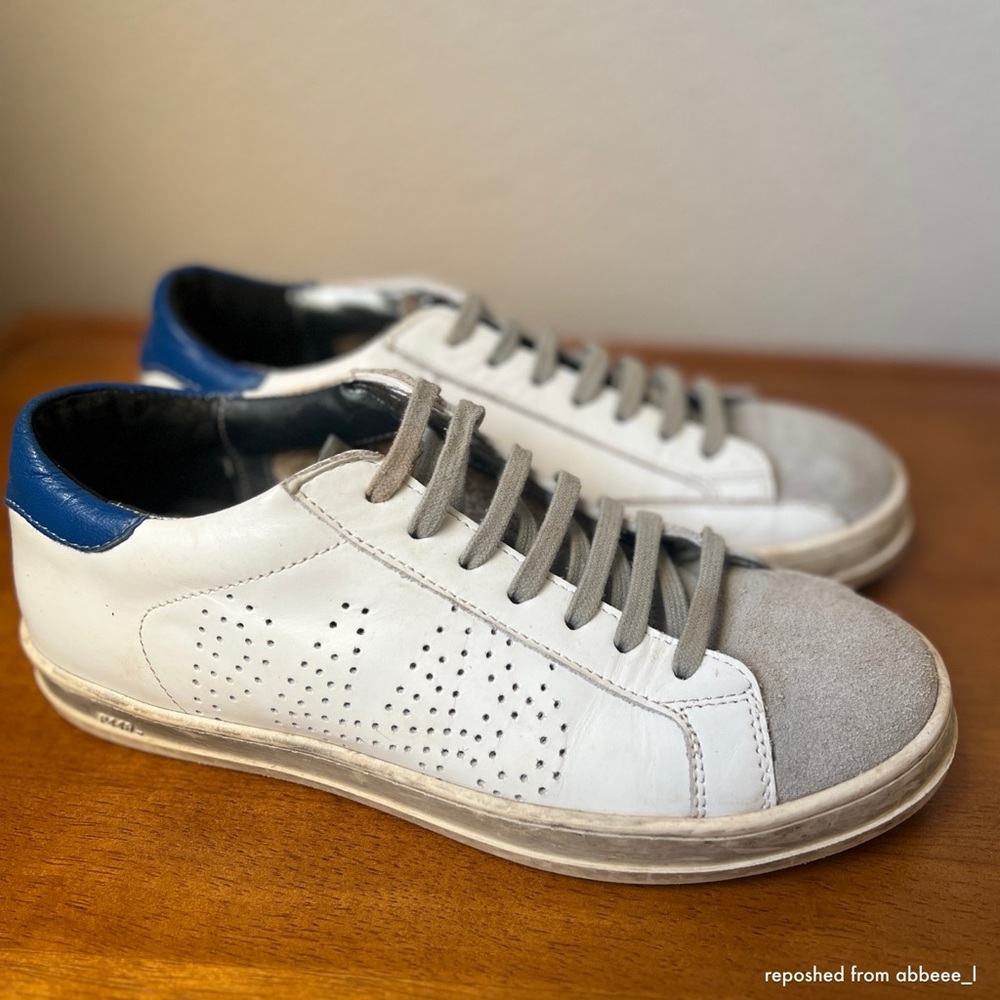 P448 John White and Blue Sneakers